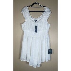 LULUS  Romper Jumpsuit White Embroidered Eyelet Size XL NWT New